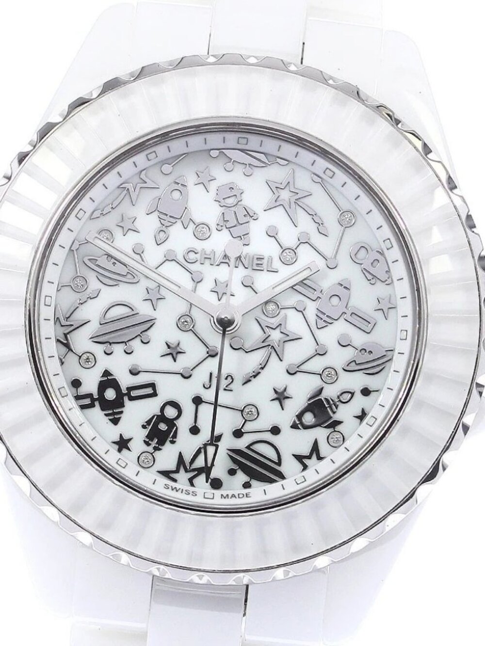 CHANEL J12 Cosmic H7990 white ceramic diamond Quartz Ladies Watch_768470